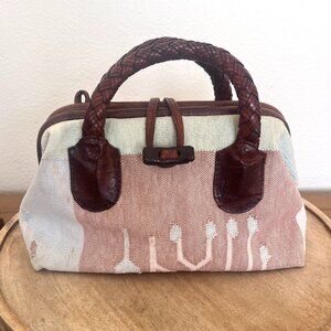 Unique Kilim & Leather Small Handbag - Purse